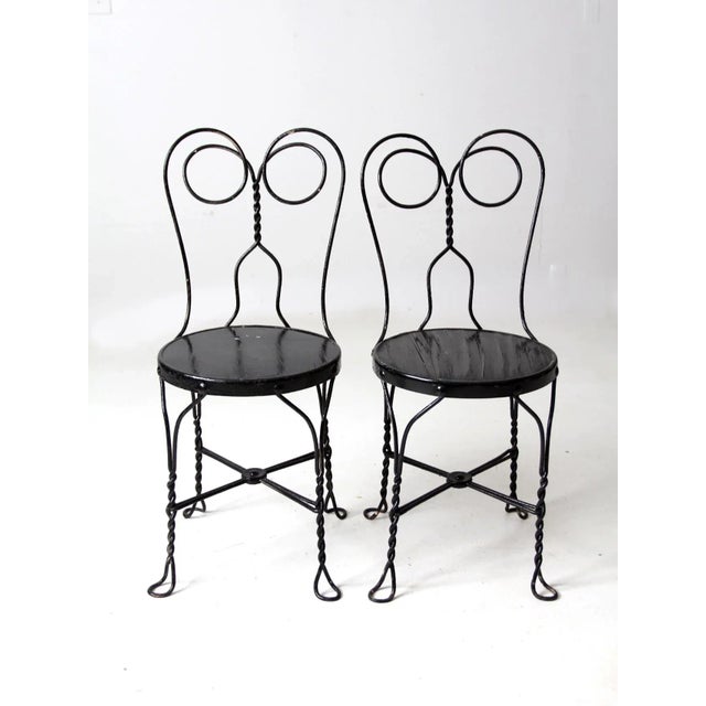 Antique Ice Cream Parlor Chairs Pair For Sale - Image 9 of 9