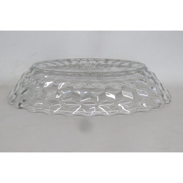 American Fostoria American Line Clear Glass Dish With Cube Pattern Serving Bowl 4829b For Sale - Image 3 of 14