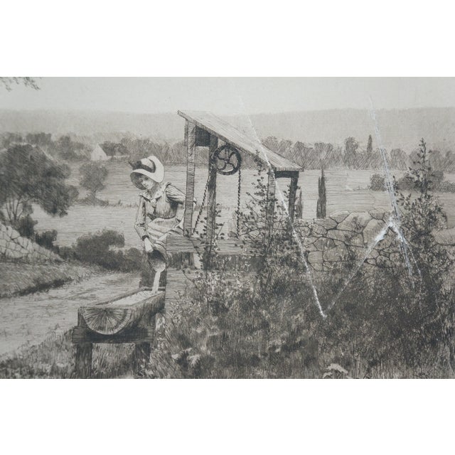 Late 19th Century Antique John Octavius Anderson Signed Dear Sweet Spot Home Etching 37" For Sale - Image 5 of 12