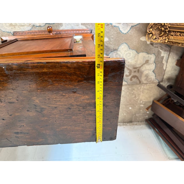 19th Century Antique Victorian Style One Door One Drawer Pedestal Cabinet With Porcelain Hardware and Key For Sale - Image 13 of 17