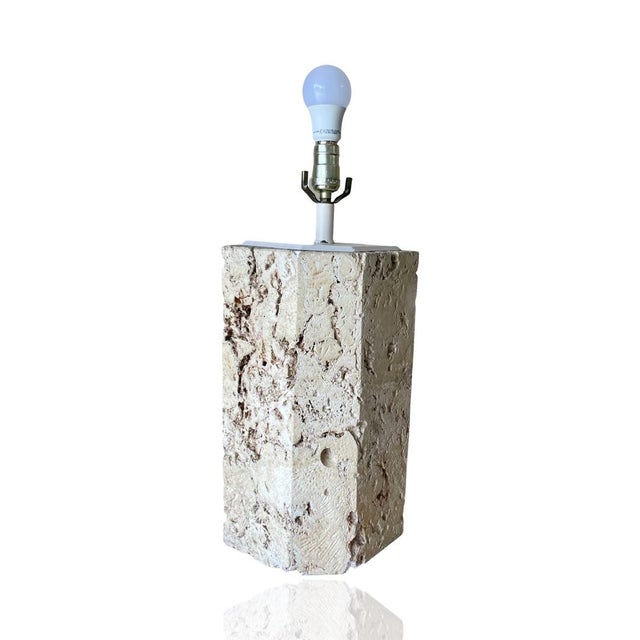 Beige Vintage 1980s Coastal Coral Stone Table Lamp For Sale - Image 8 of 9