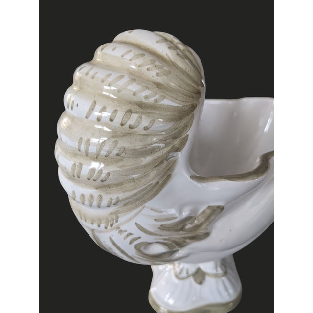 Vintage Italian Neoclassical Nautilus Shell Ceramic Planter For Sale - Image 9 of 15