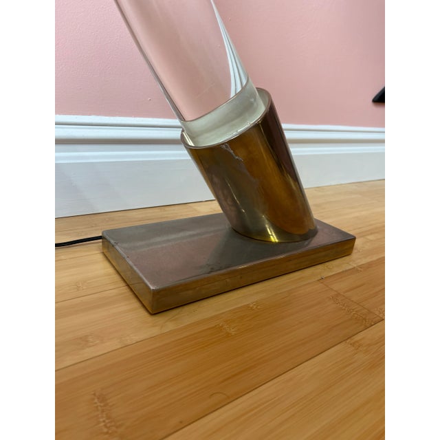 Vintage Large Acrylic Glass Tusk Table Lamp From Maison Jansen, 1970s For Sale - Image 10 of 12