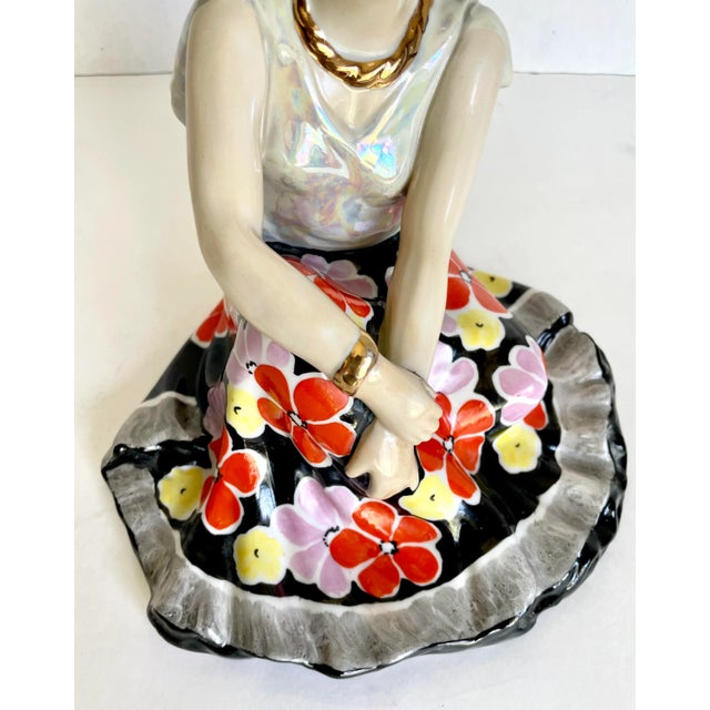 1960's Porcelain Figure of Woman in Floral Dress For Sale In Los Angeles - Image 6 of 12