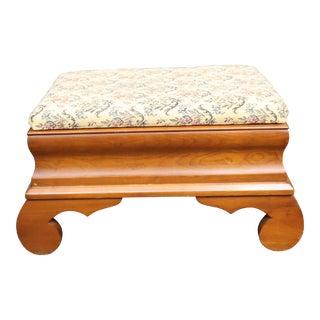 Bench-Made Empire Style Cherry & Needlepoint Footstool For Sale