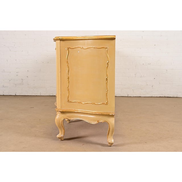 Antique Italian Louis XV Cream Lacquered and Gold Gilt Monumental Sideboard Credenza, Circa 1940s For Sale - Image 13 of 15