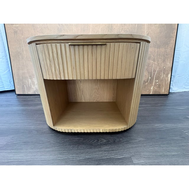 Rh Byron Open Nightstand – 32" Light Oak | American White Oak | Reeded Detail | Soft-Close Drawer For Sale - Image 18 of 18