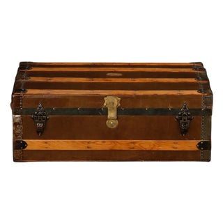 Restored Crouch & Fitzgerald Leather Trunk, C 1920s, Signed For Sale