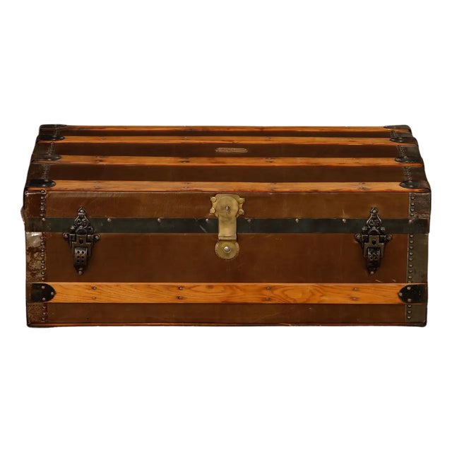 Restored Crouch & Fitzgerald Leather Trunk, C 1920s, Signed For Sale