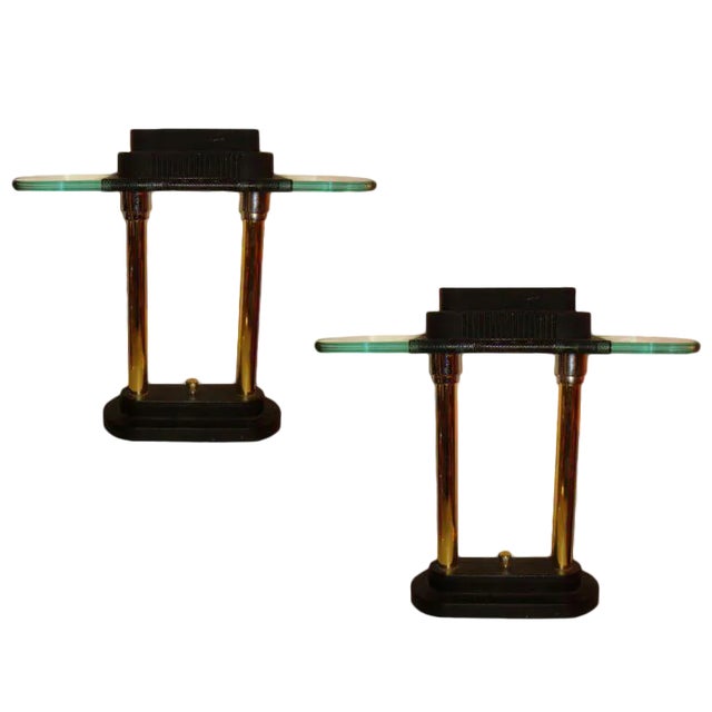 1960s Mid-Century Modern Sonneman Bras and Glass Lamps - a Pair For Sale
