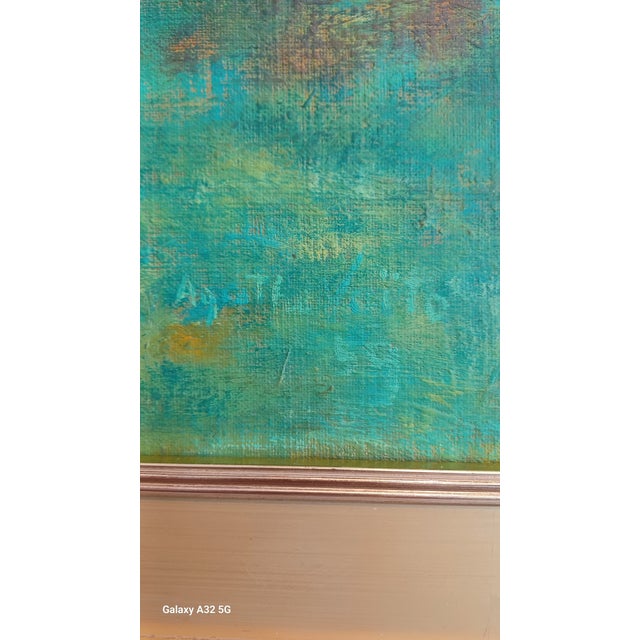 Boho Chic Vintage Framed Oil on Canvas Pontillist Painting Signed For Sale - Image 3 of 4