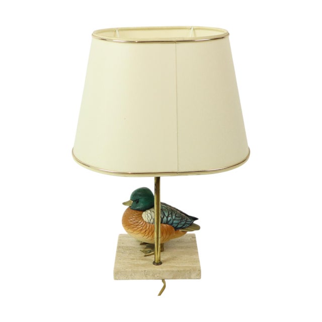 Duck Lamp in Brass, Resin and Travertine by Malevolti by Artiflex, 1970s For Sale - Image 18 of 18
