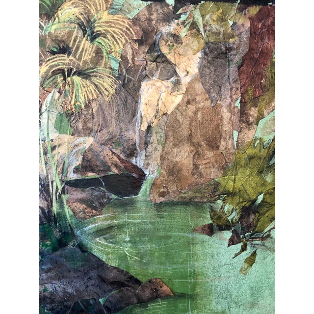 Green Leonard Brooks, Large Canadian Mexican Modernist Figurative Abstract Collage Painting Landscape, 1984 For Sale - Image 8 of 13