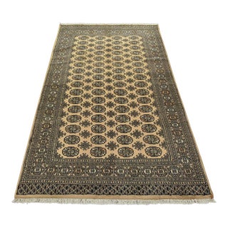 Bokhara Rug 5’2” X 8′ Beige Wool Tribal Hand-Knotted Oriental Carpet For Sale