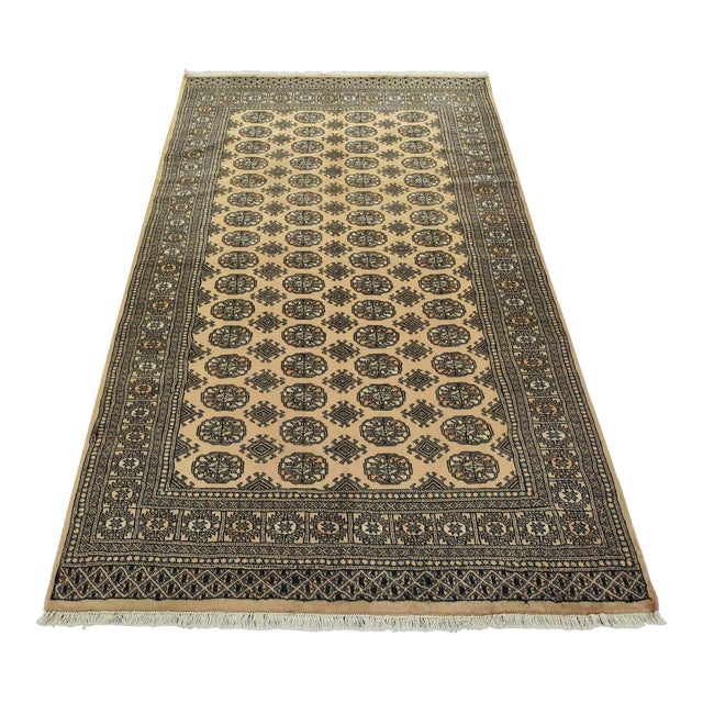 Bokhara Rug 5’2” X 8′ Beige Wool Tribal Hand-Knotted Oriental Carpet For Sale