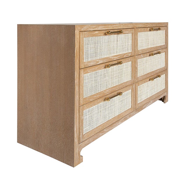 Worlds Away Matthew Izzo Home Carla Cerused Oak and Caned Chest of Drawers For Sale - Image 4 of 9