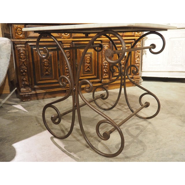 Petite French Iron and Marble Table De Boucherie or Pastry Table, Circa 1890 For Sale - Image 17 of 18