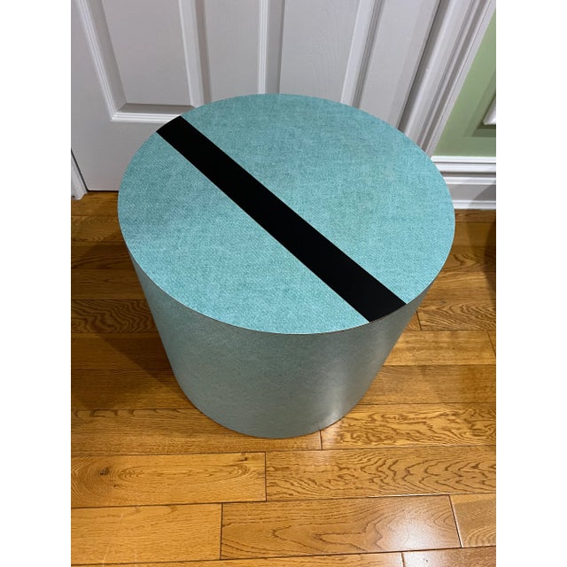 1980 Teal Blue Formica Medium Tall Pedestal For Sale - Image 4 of 7