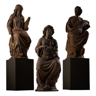 Franz Melnitzky, Summer, Autumn, and Winter Sculptures, 1855, Terracotta, Set of 3 For Sale