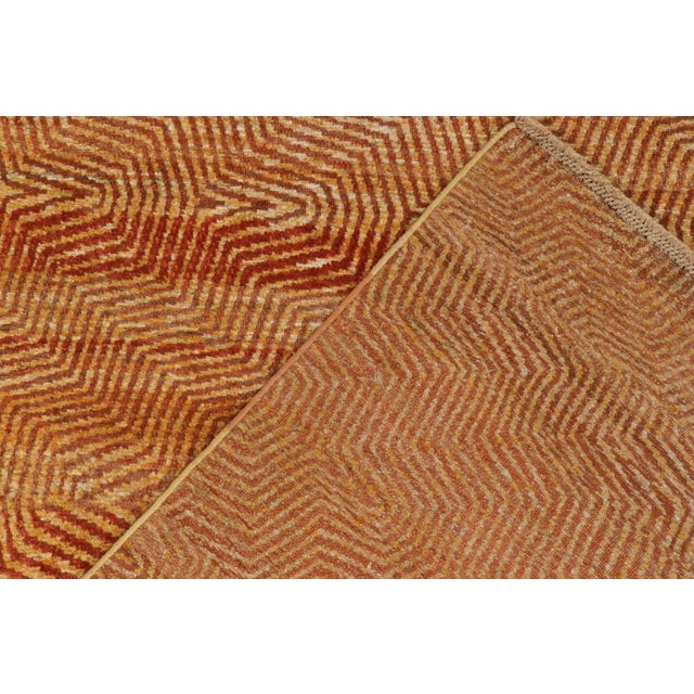 Textile Rug & Kilim’s Hand-Knotted Rug in Gold-Orange, Brown Striations For Sale - Image 7 of 7
