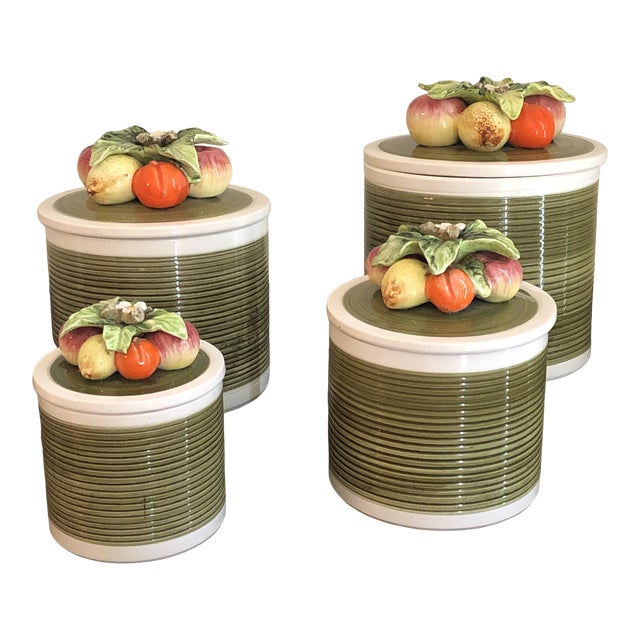 Vintage Japanese Porcelain Kitchen Canisters - Set of 4
