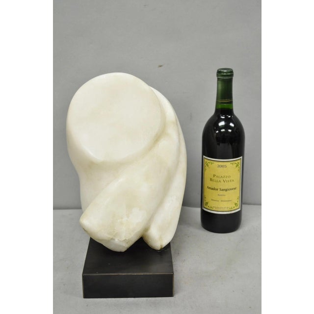 Vintage Modernist Abstract Carved Alabaster Marble Female Bust Figure Sculpture For Sale - Image 18 of 18