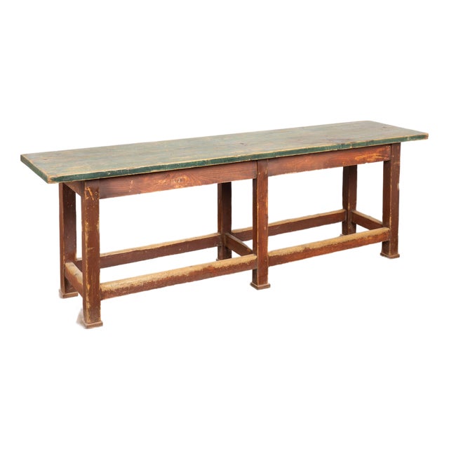 19th Century Rustic Original Painted Work Console Table For Sale