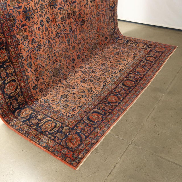 Brown Antique Keshan Manchester Rug in Cotton and Wool For Sale - Image 8 of 16