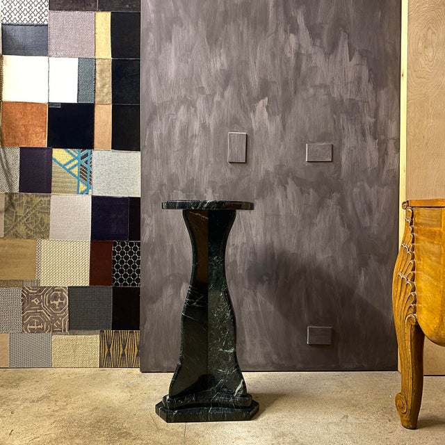 Stone Verdi Alpi Marble Art Nouveau Style Short Pedestal For Sale - Image 7 of 15