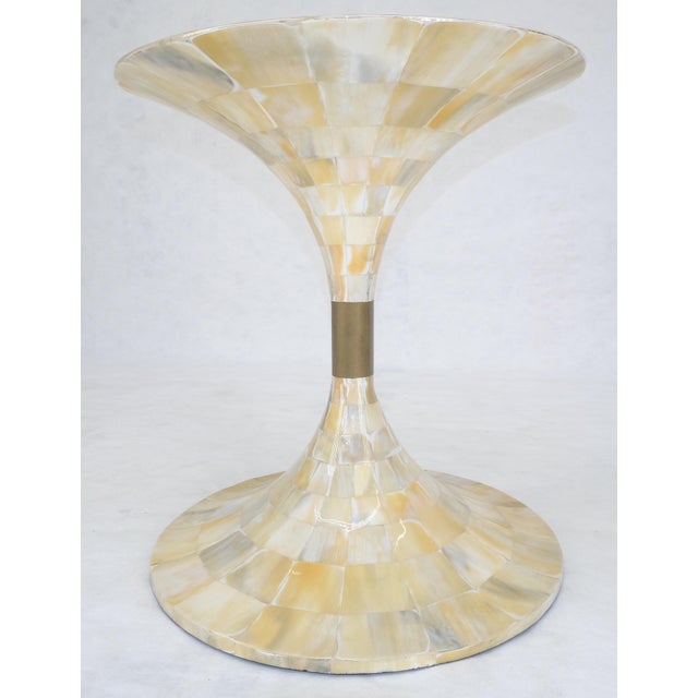 Shell Mother of Pearl Veneer Patch Work Tulip Shape side End Table Stand MINT For Sale - Image 7 of 7