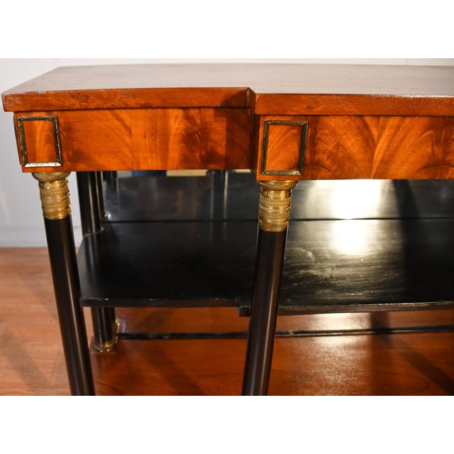 1920s Antique French Empire Flame Mahogany Mirror Back Console Table For Sale - Image 9 of 18