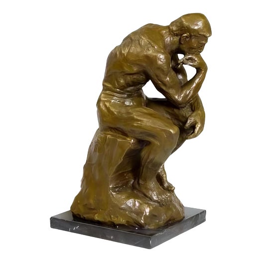 Modern Brown Patinated Thinker Sculpture, 20th Century, Bronze For Sale
