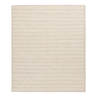 Rug & Kilim’s Textural Kilim Rug in Cream and White High-Low Stripes - 12x15 For Sale