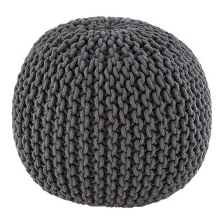 Gray Hand Knitted Pouf