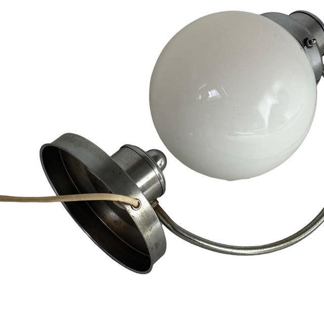 Glass Art Deco Style Table Lamp with Opaline Glass & Metal Base For Sale - Image 7 of 8