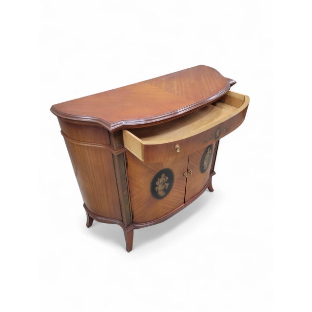 Mid 20th Century Antique French Neoclassical Style Demilune Cabinet For Sale - Image 5 of 6