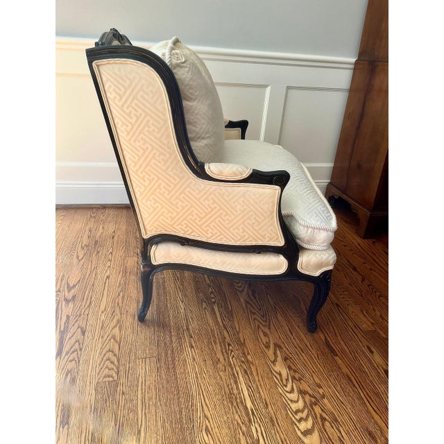 Vintage Black Lacquered Bergère For Sale - Image 4 of 6