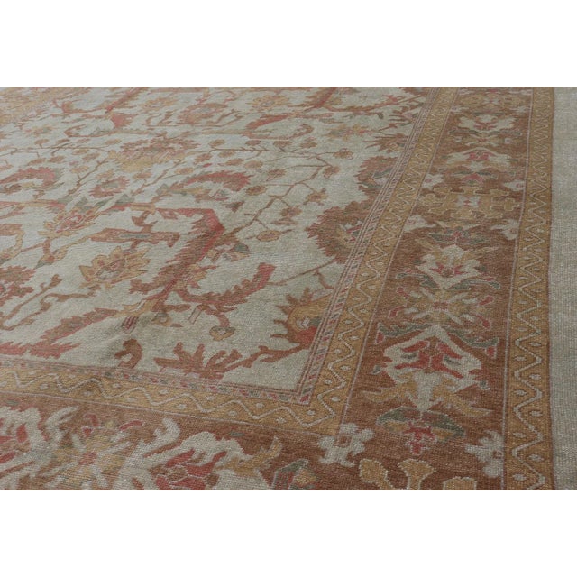 Textile Large Turkish Oushak Rug With Silver, Brown, Soft Red, Yellow 13' X 19'6 For Sale - Image 7 of 13