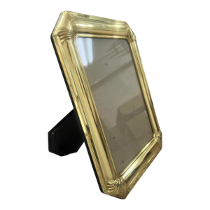 Vintage Postmodern 1980s Art Deco Brass Picture Frame Velvet
