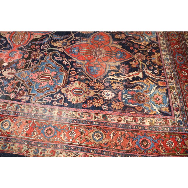 Antique Zabihi Collection Large Scale Worn Persian Bidjar Rug For Sale - Image 9 of 12