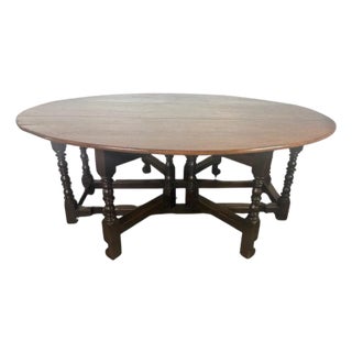 English Oak Gateleg Dining Table With Turned Supports For Sale