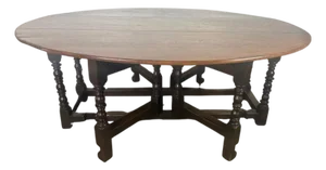 English Oak Gateleg Dining Table With Turned Supports