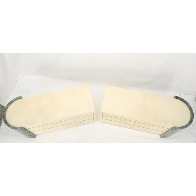 Two Part Side by Side Racetrack Buffed Lacquered Goatskin Dresser Credenza Mint! For Sale - Image 6 of 18