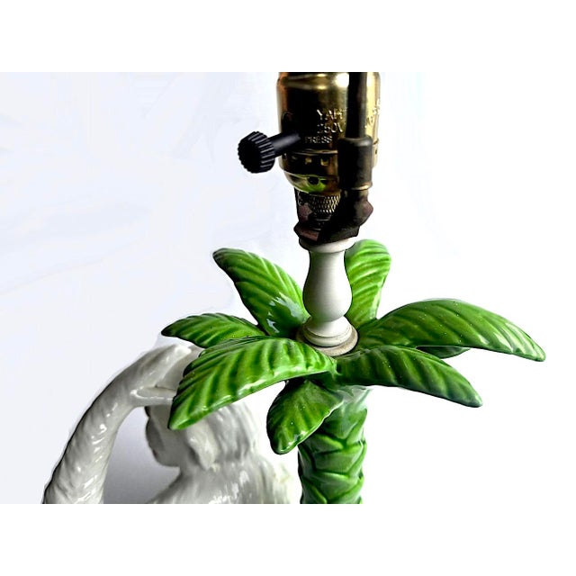 Vintage Italian Majolica Monkeys With Palm Tree Table Lamp For Sale - Image 12 of 16