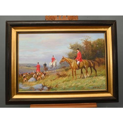 Levine, English Fox Hunt, Oil Painting, Framed For Sale - Image 11 of 11