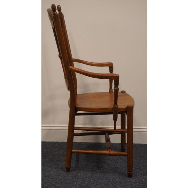 Wood Jamco Wood Solid Hard Rock Maple Rustic Country Style Wheat Back Dining Arm Chair For Sale - Image 7 of 10