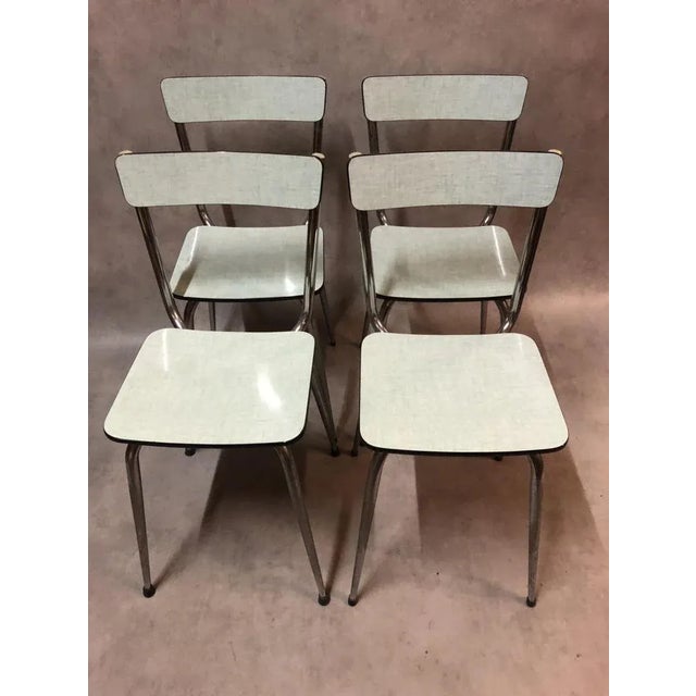 4 chairs Formica green water of the 50s years, chrome feet spindles
