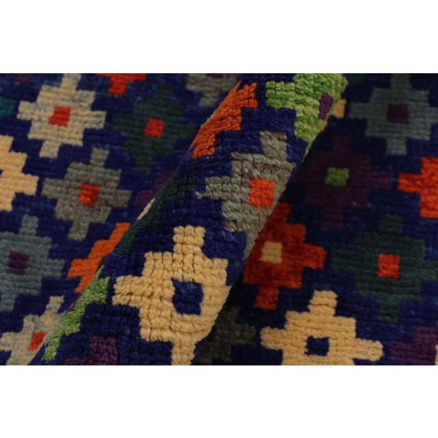 1990s Contemporary Tribal Balouchi Blue/Orange Wool Rug - 4'9 X 6'6 For Sale - Image 4 of 8