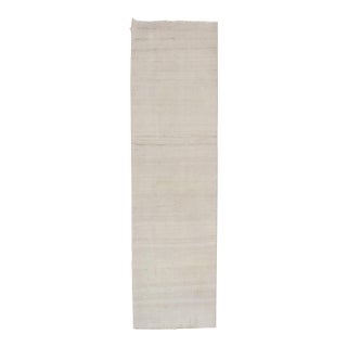 Beige Khaki 20th Century Thin Moroccan Flat-Weave Runner For Sale