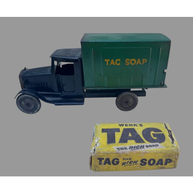 Metal Antique Metalcraft Werk’s Tag Soap Advertising Truck W Original Soap C1930 For Sale - Image 7 of 10